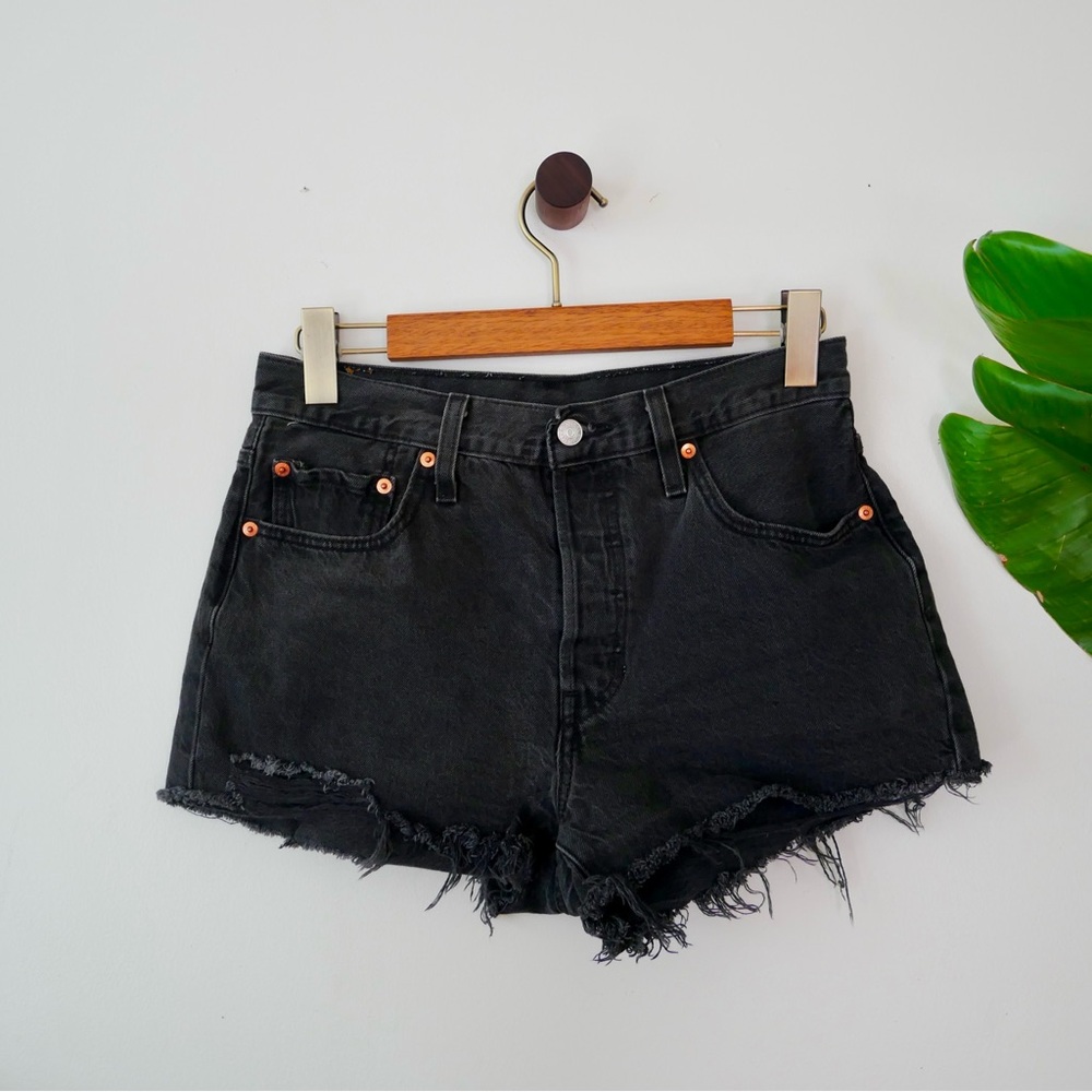 Levi’s Black Button Fly Cutoff Denim Shorts